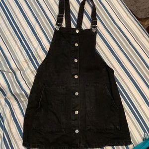 Black denim overall dress